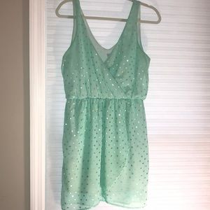 Mint and gold mini dress